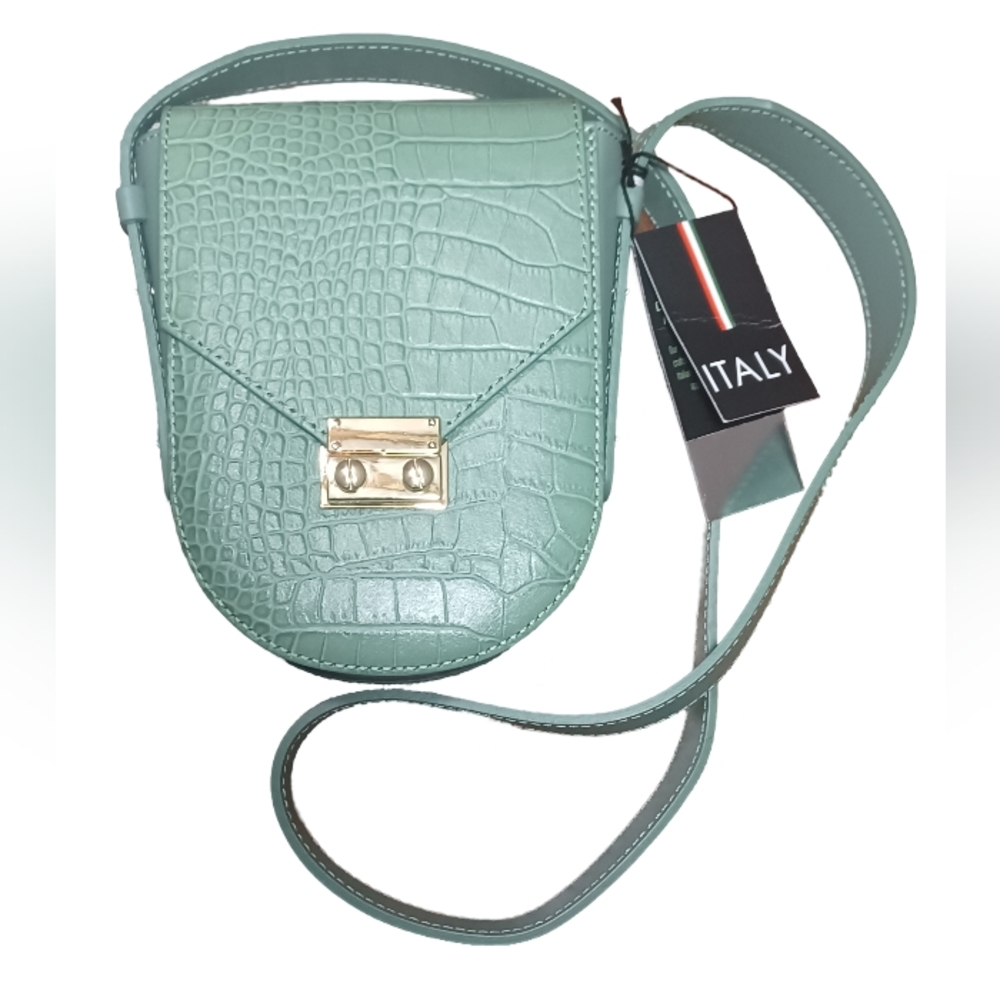 ISADORA NWT Genuine Embossed Leather Made In Italy Small Designer Crossbody Bag